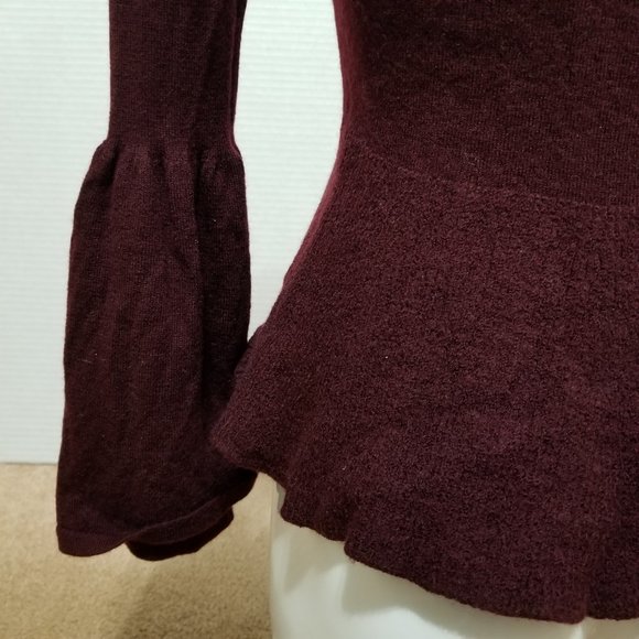 Nanette Nanette Lepore sweater Small merino wool knit peplum bell sleeve - Picture 9 of 11